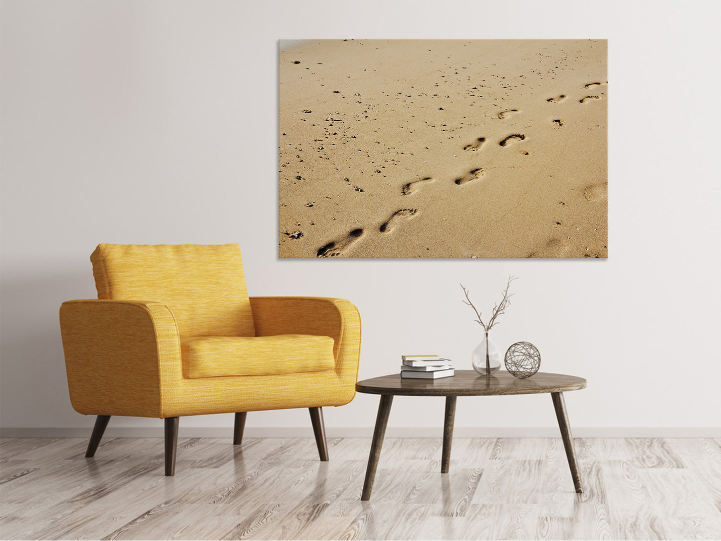 Leinwandbild Fußspuren im Sand