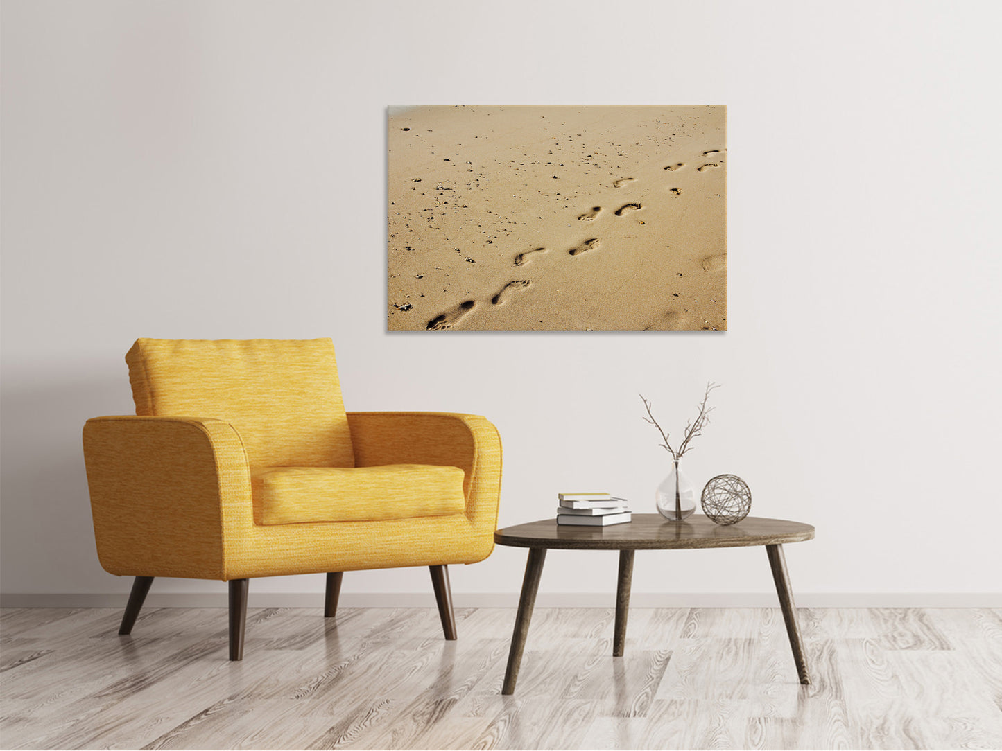 Leinwandbild Fußspuren im Sand