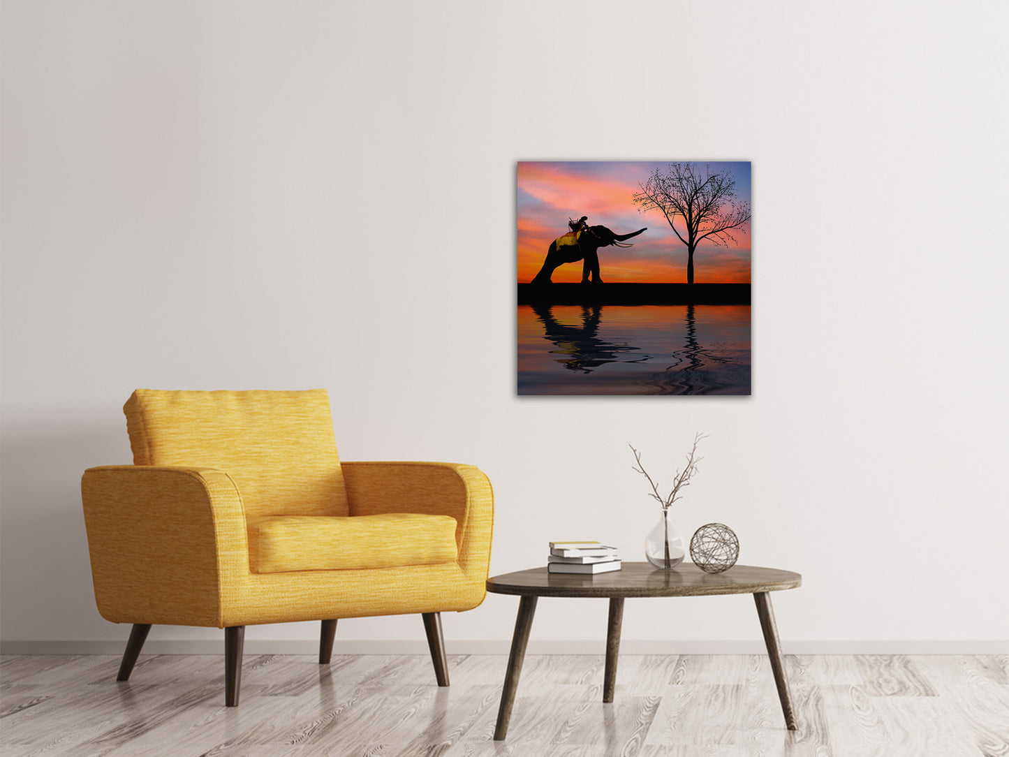 Leinwandbild Elefant im Abendlicht