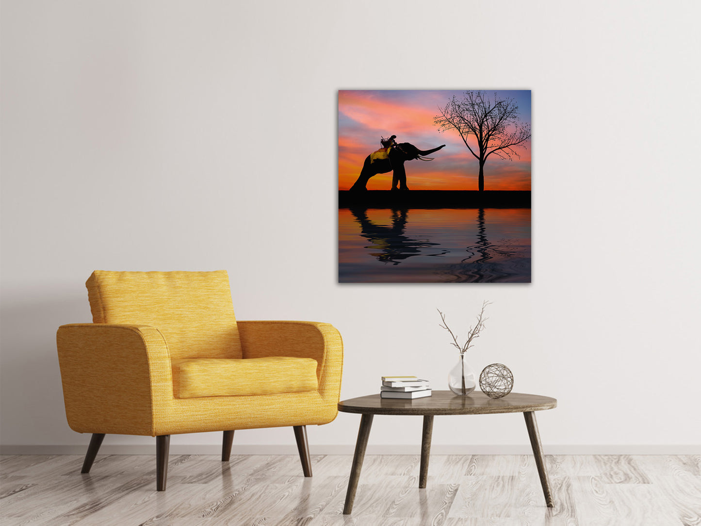 Leinwandbild Elefant im Abendlicht