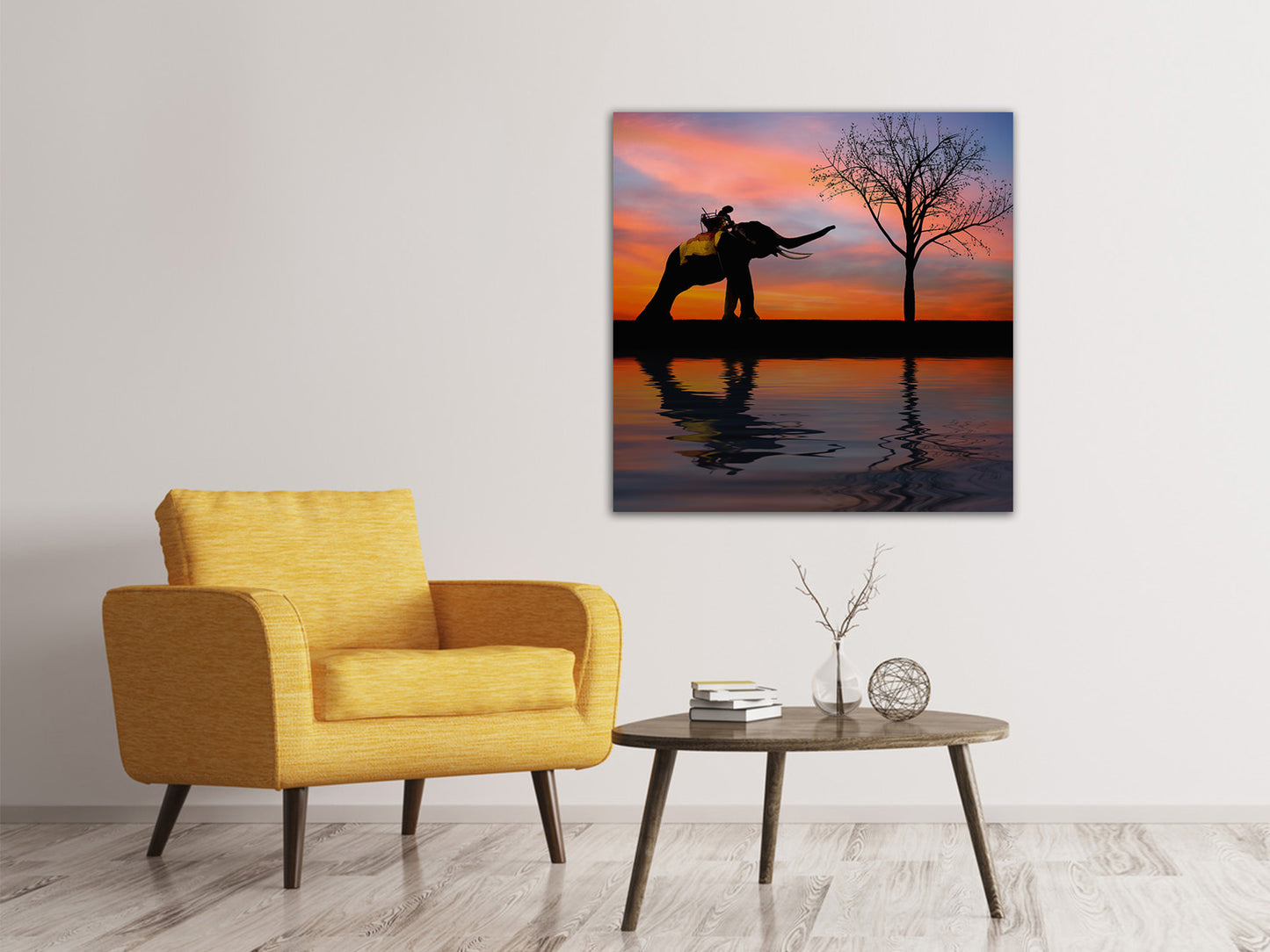 Leinwandbild Elefant im Abendlicht