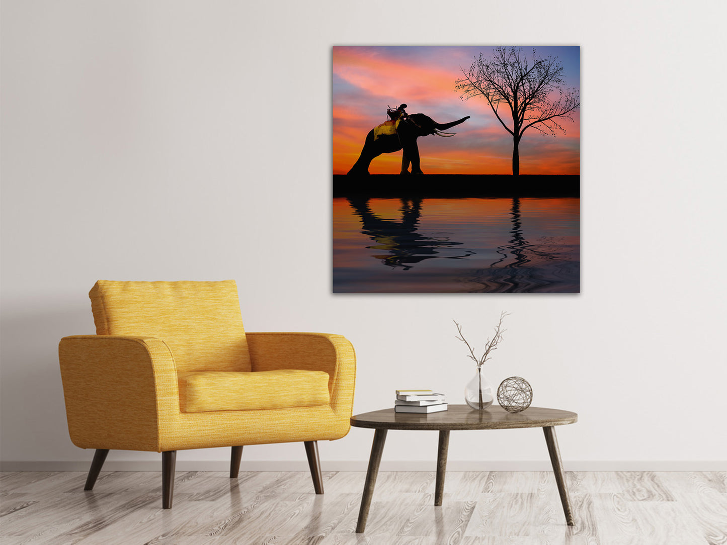 Leinwandbild Elefant im Abendlicht