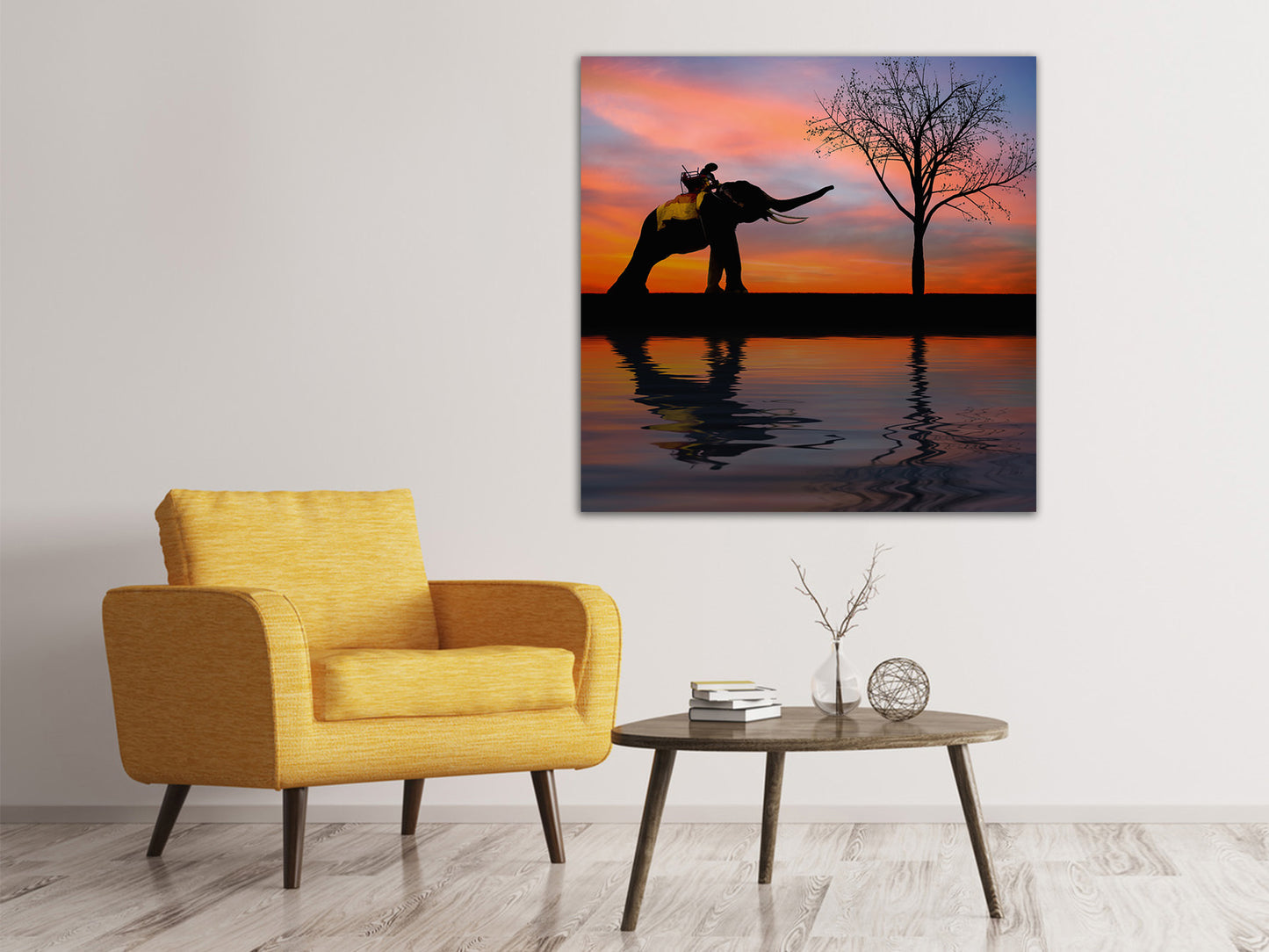 Leinwandbild Elefant im Abendlicht