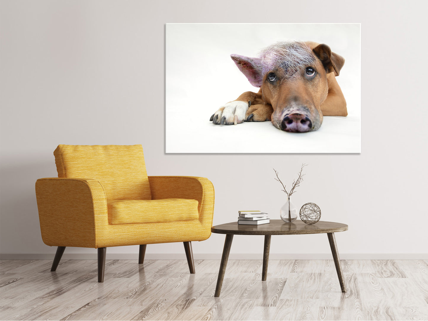 Leinwandbild Der lustige Schweine Hund