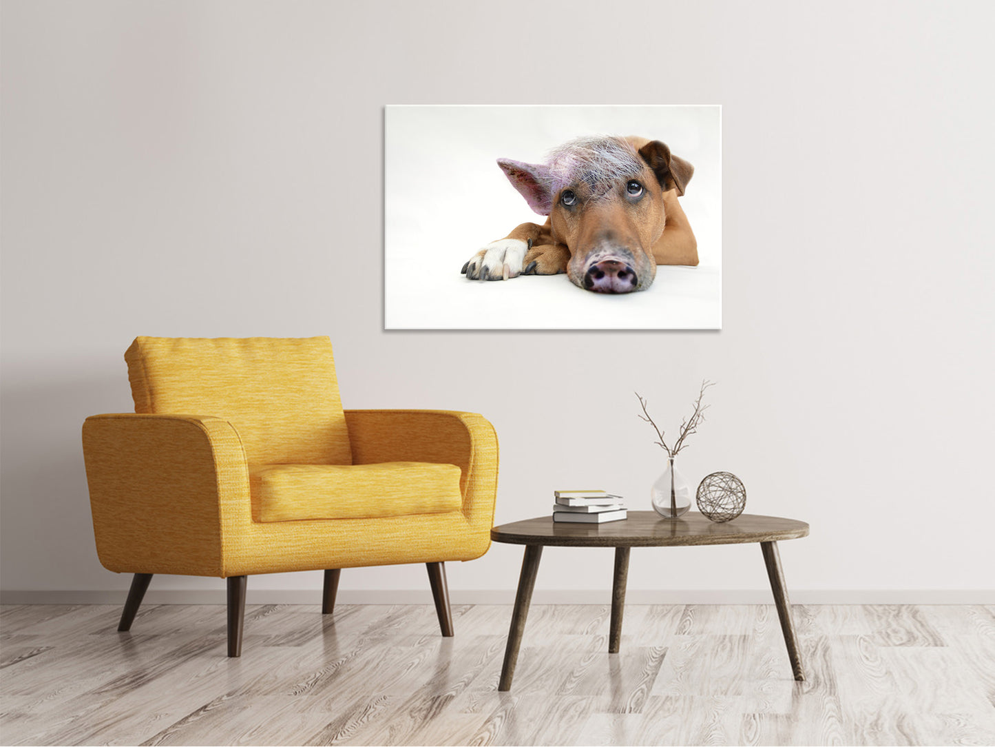 Leinwandbild Der lustige Schweine Hund