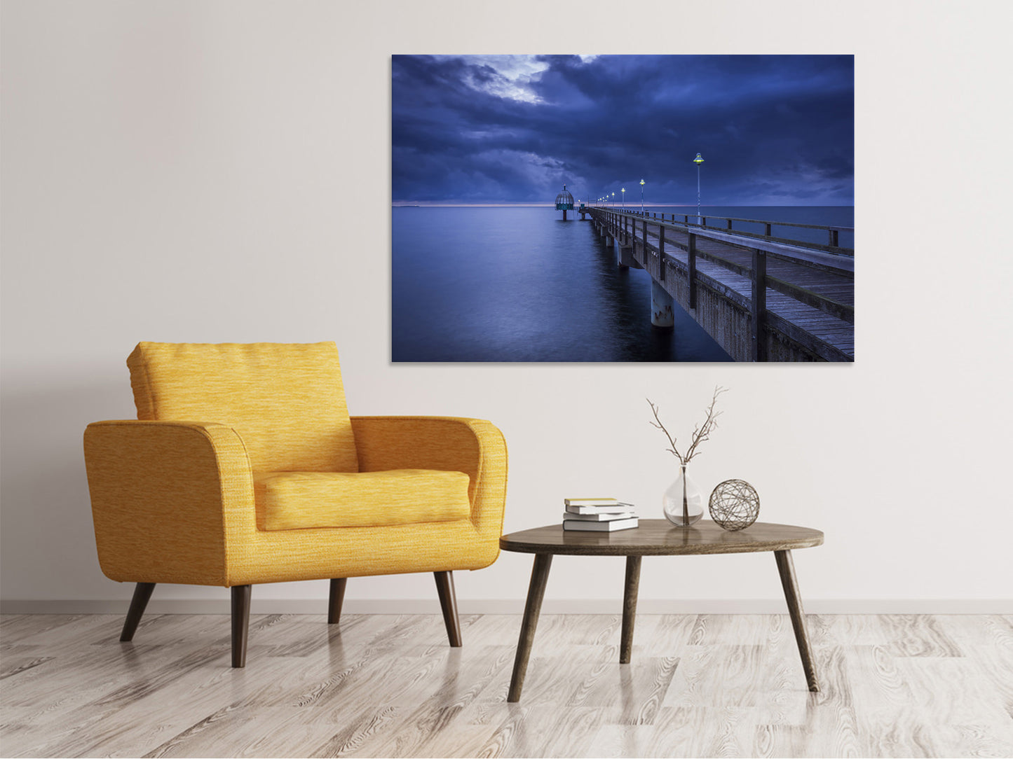 Leinwandbild Seebrücke bei Nacht