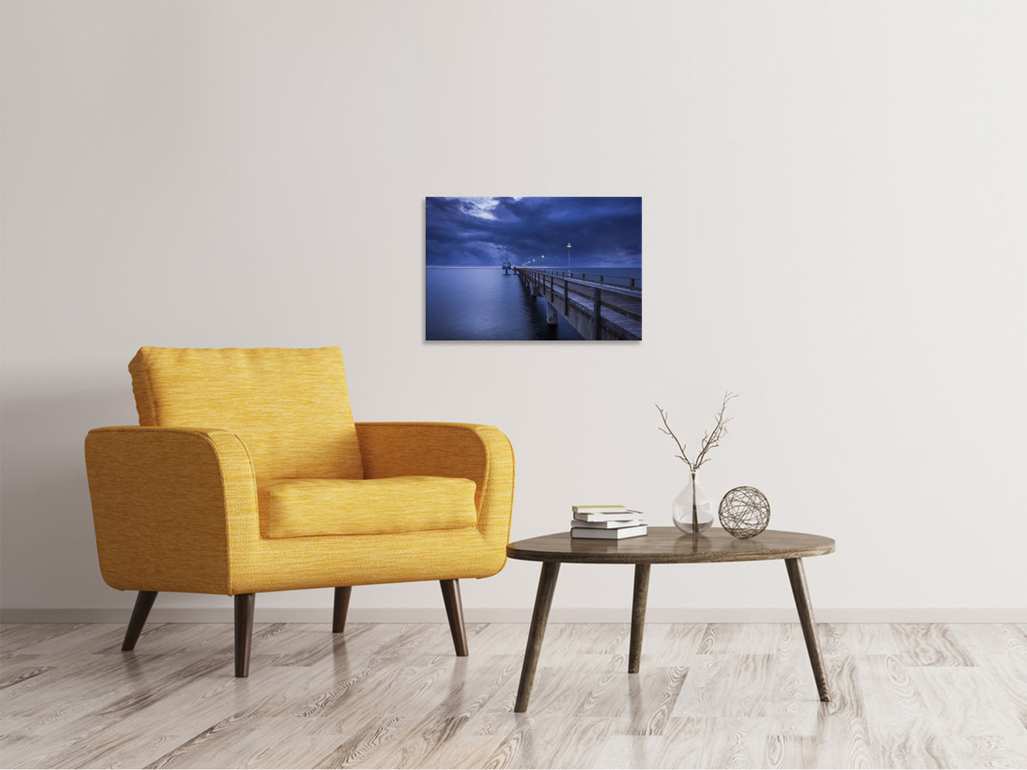 Leinwandbild Seebrücke bei Nacht
