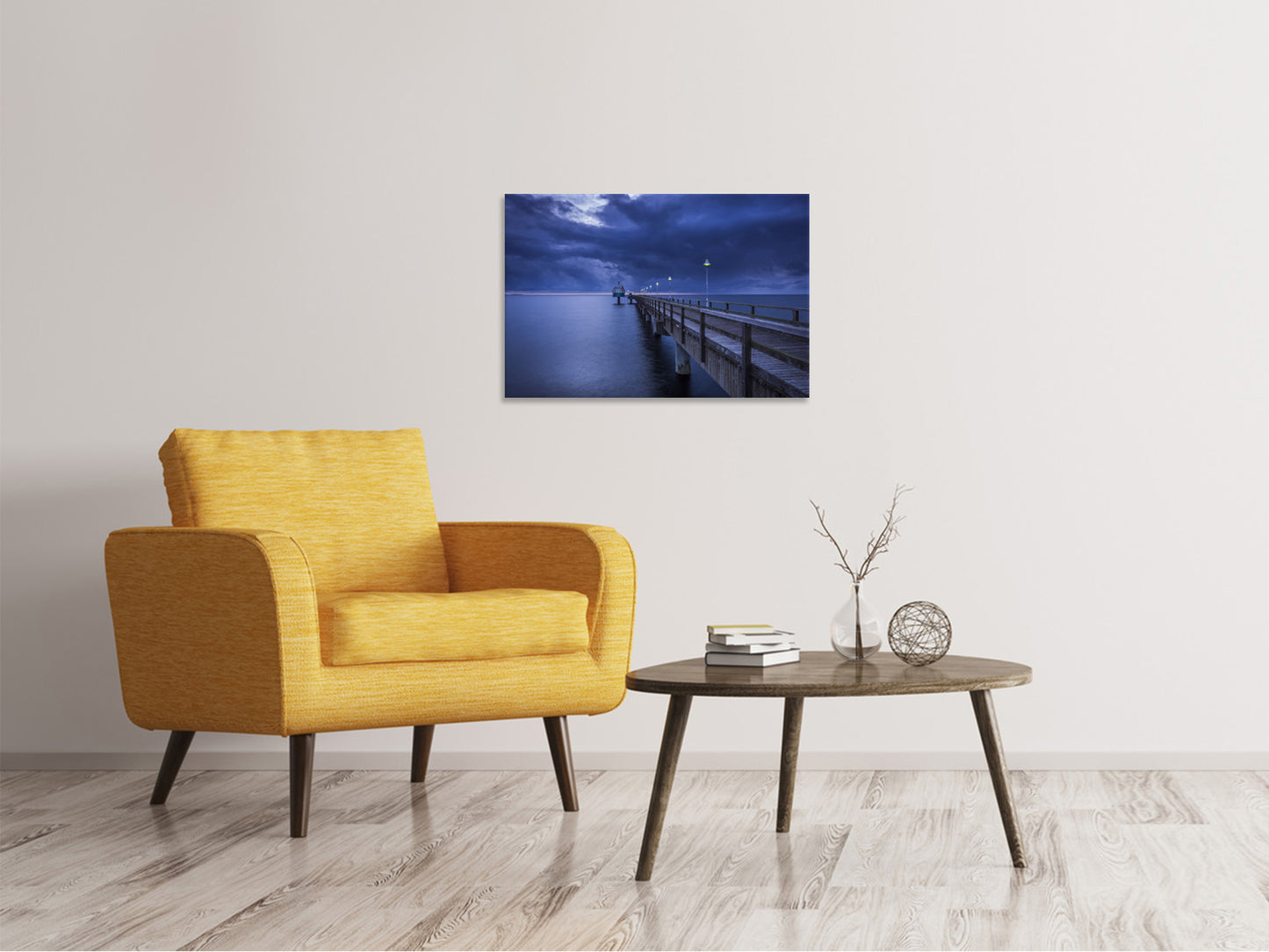 Leinwandbild Seebrücke bei Nacht