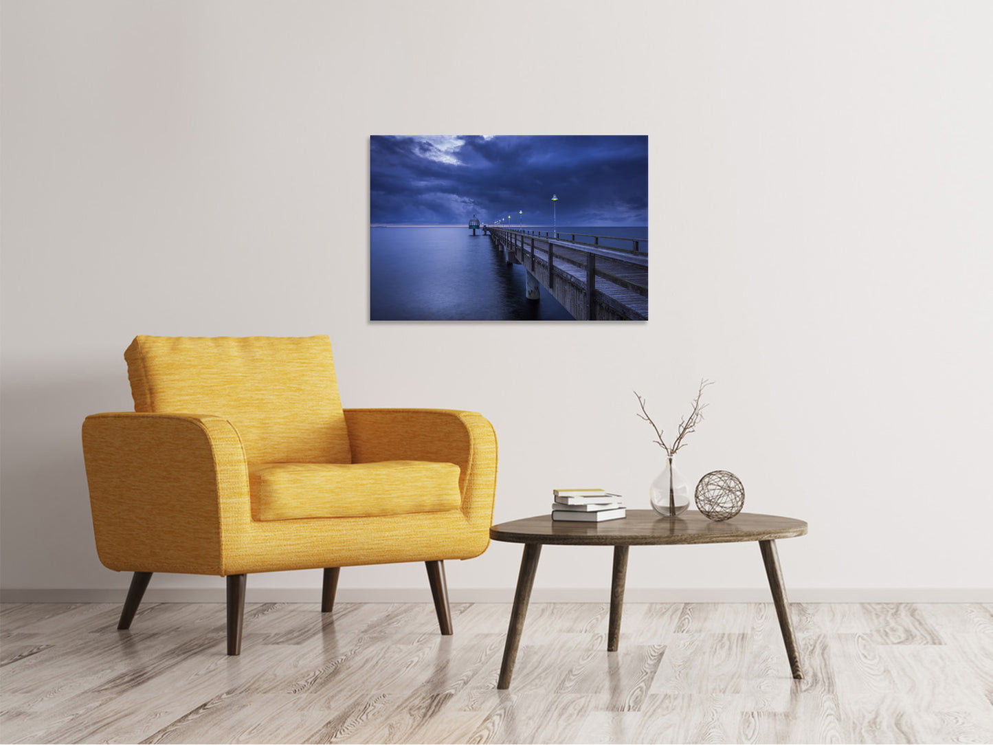 Leinwandbild Seebrücke bei Nacht