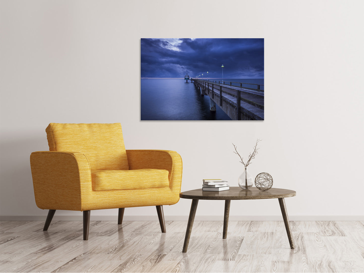 Leinwandbild Seebrücke bei Nacht