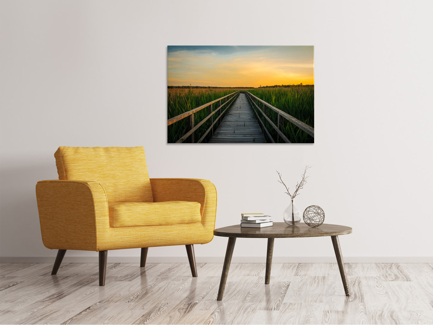 Leinwandbild Sonnenuntergang in den Feldern