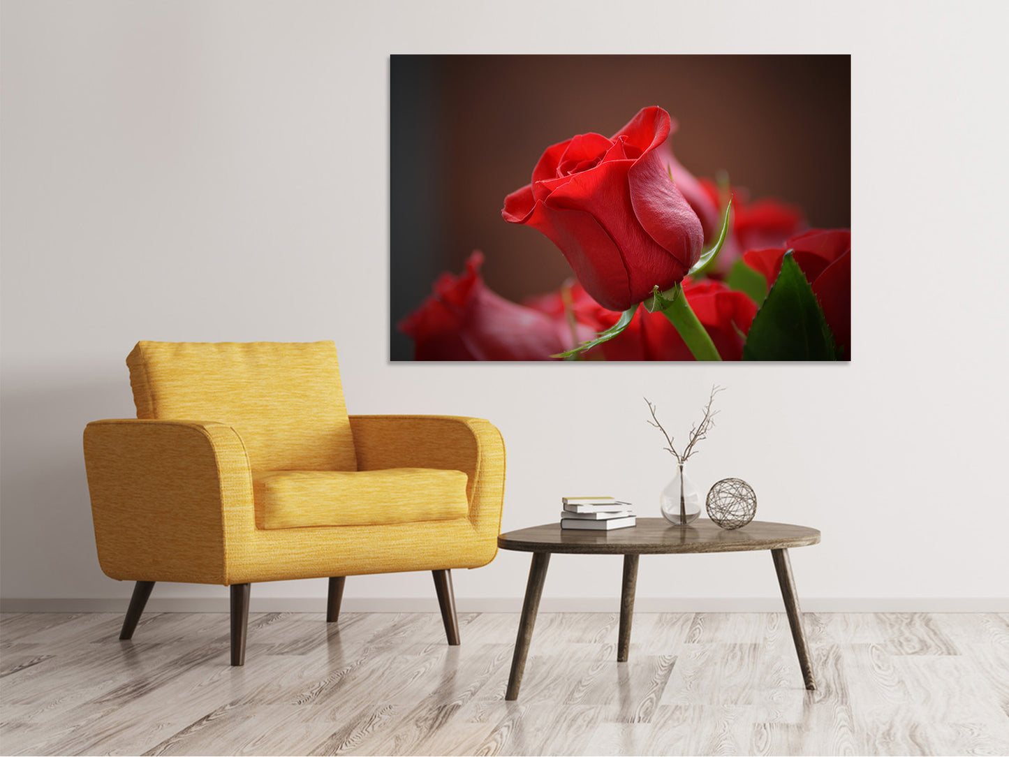 Leinwandbild Rote Rose in XL