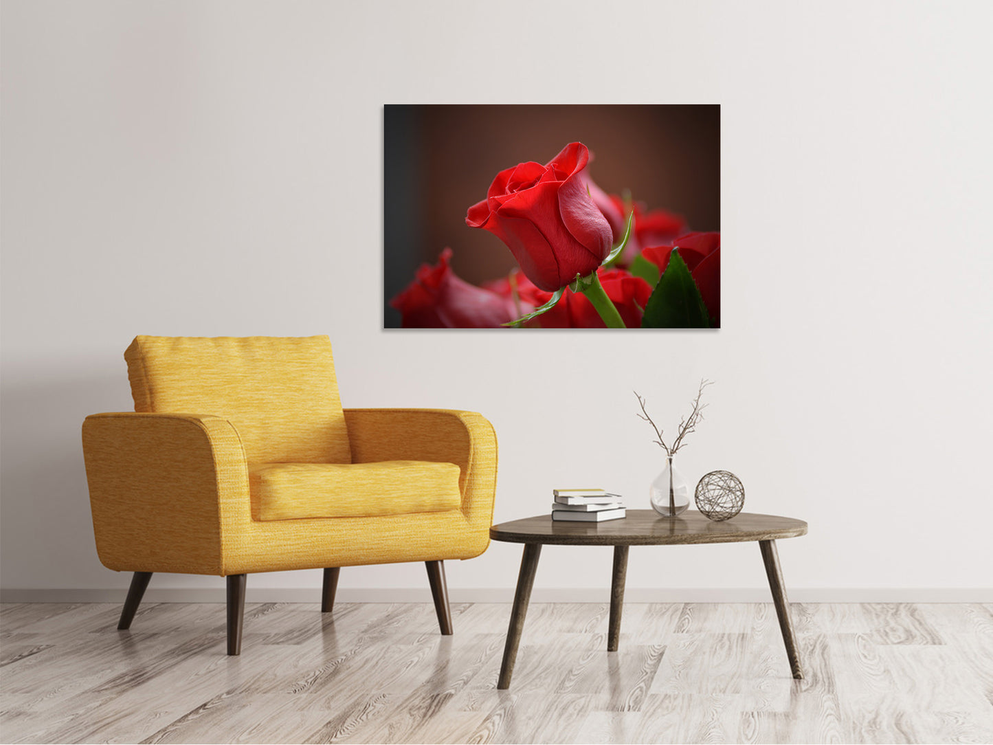 Leinwandbild Rote Rose in XL
