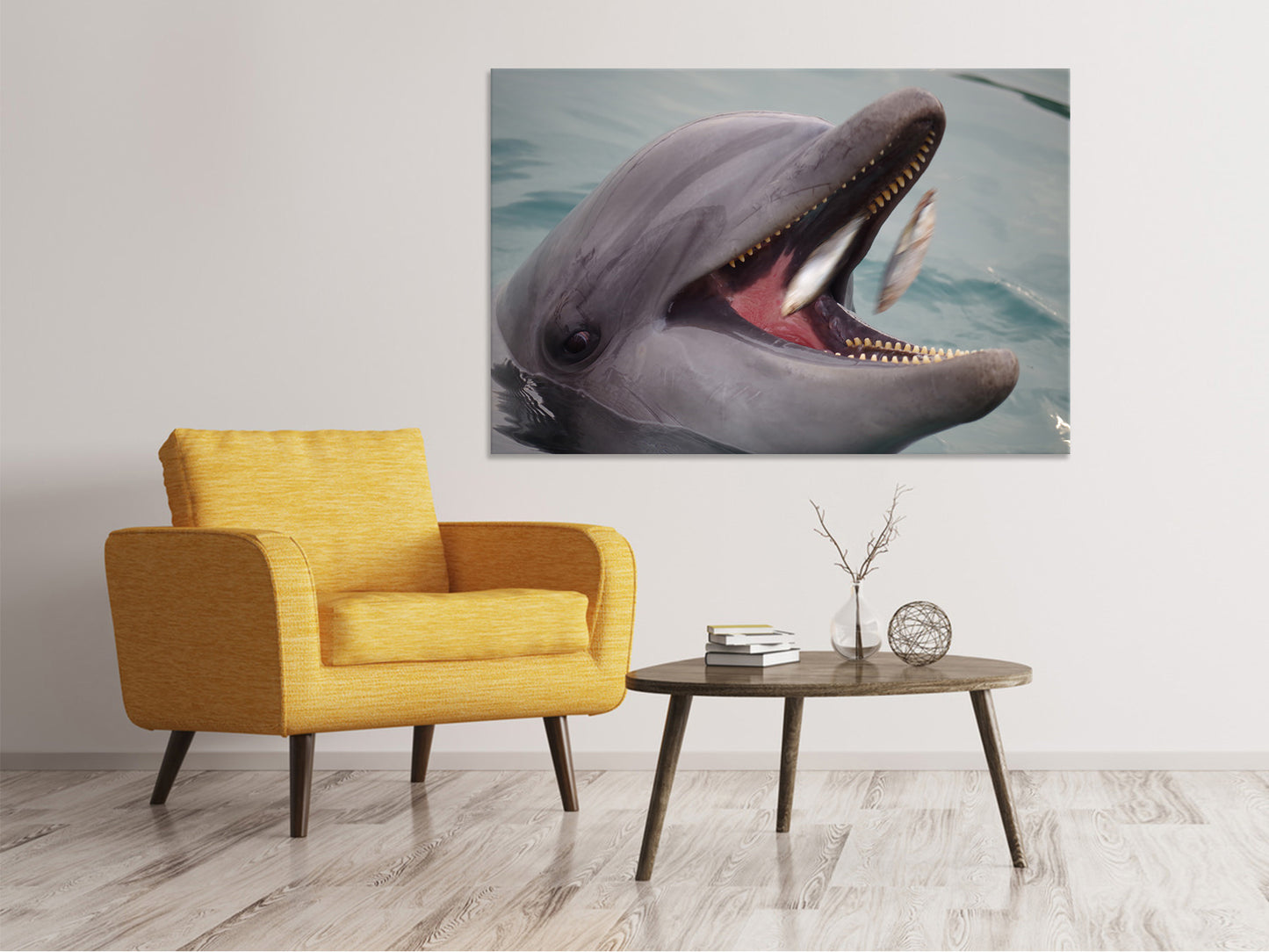 Leinwandbild Essenszeit für einen Delphin