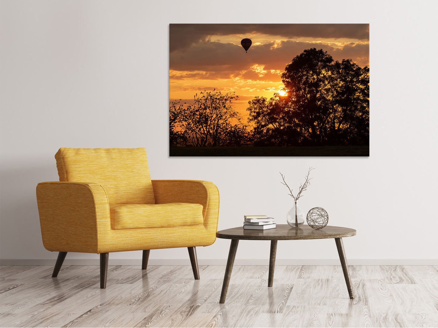 Leinwandbild Der Sonne entgegen mit dem Heissluft Ballon