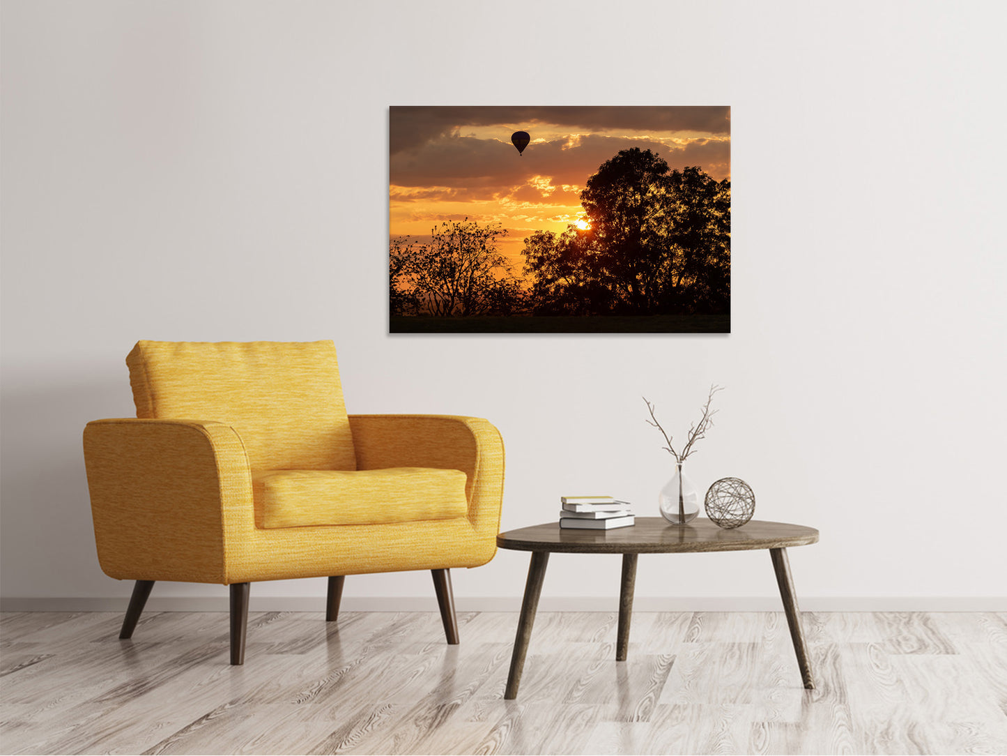 Leinwandbild Der Sonne entgegen mit dem Heissluft Ballon