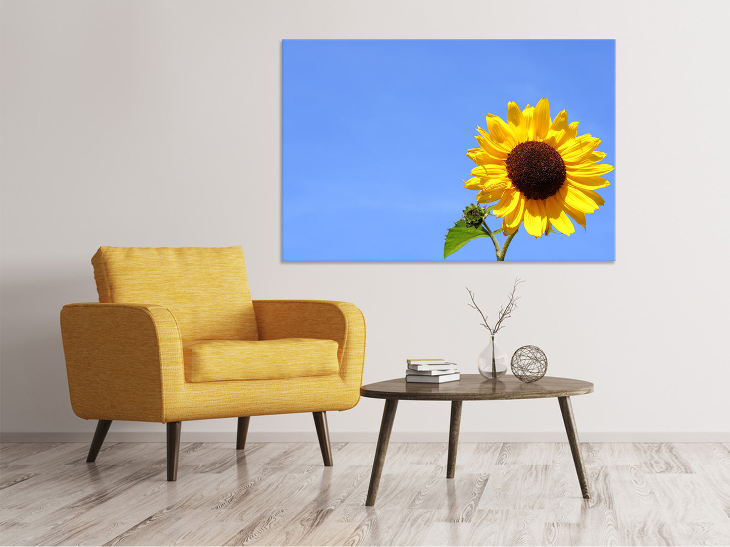 Leinwandbild Sonnenblume mit blauem Himmel