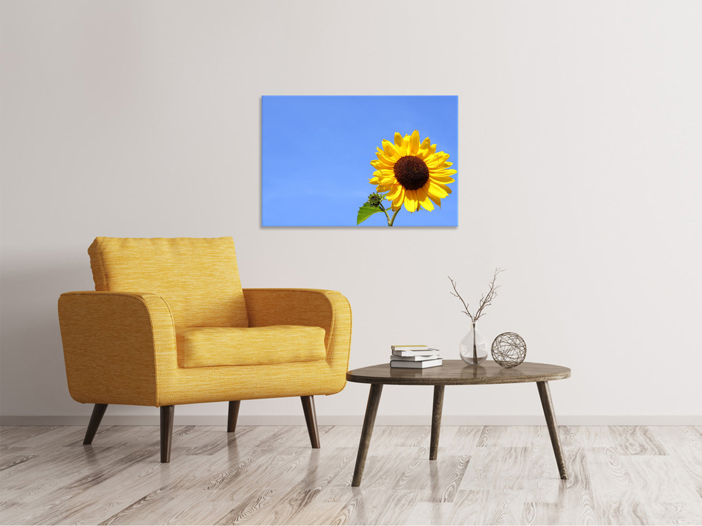 Leinwandbild Sonnenblume mit blauem Himmel