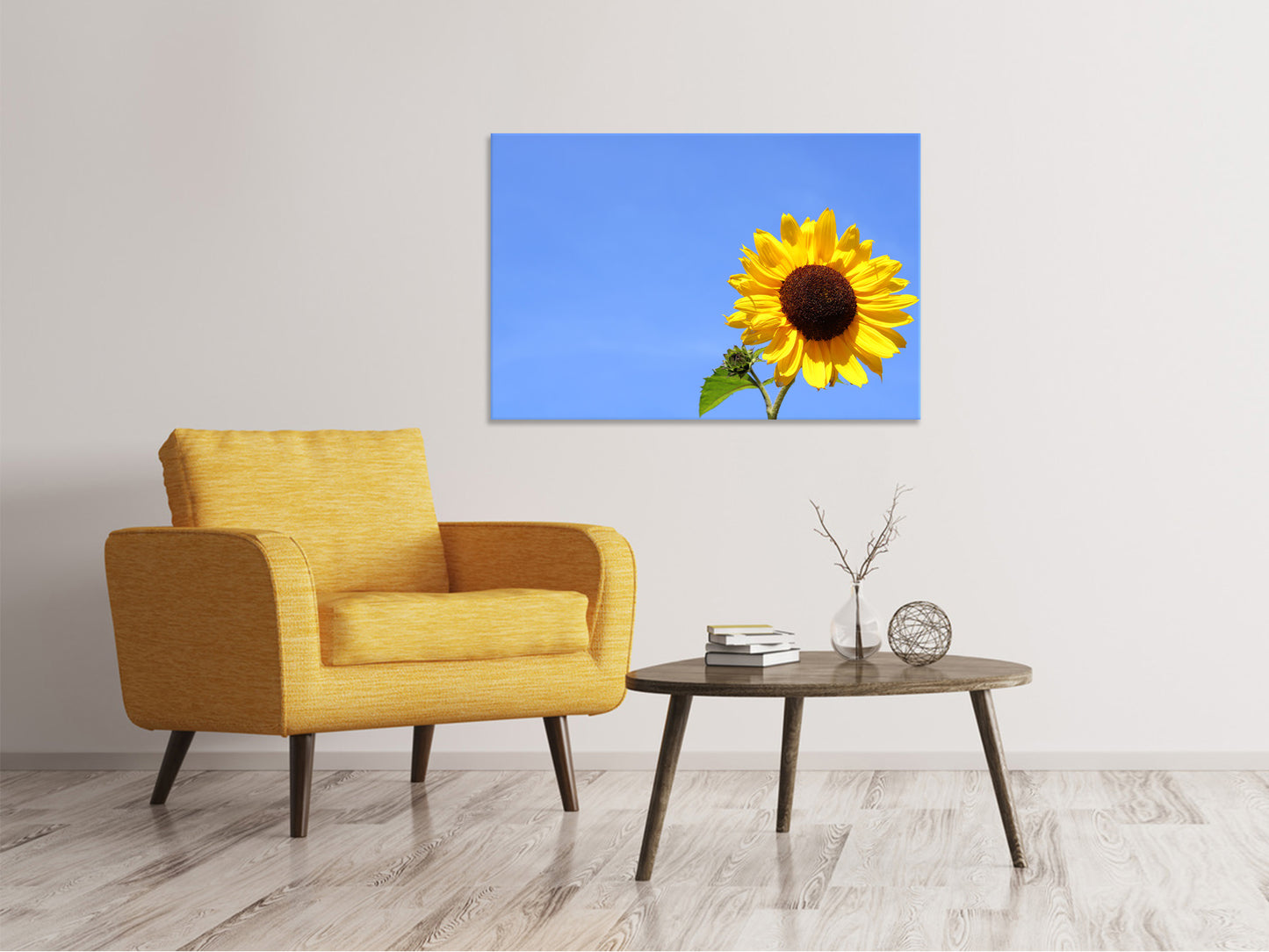 Leinwandbild Sonnenblume mit blauem Himmel
