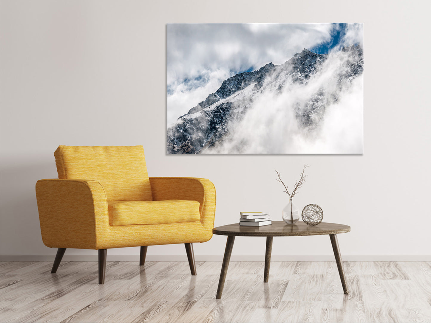 Leinwandbild Bergsicht mit Wolken