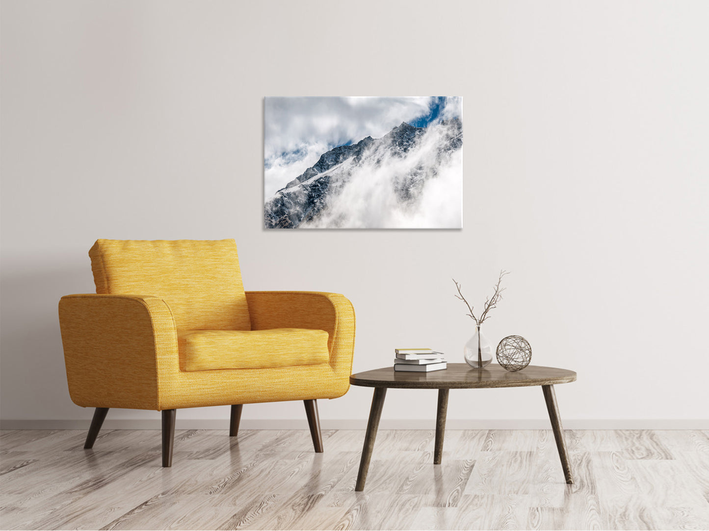 Leinwandbild Bergsicht mit Wolken