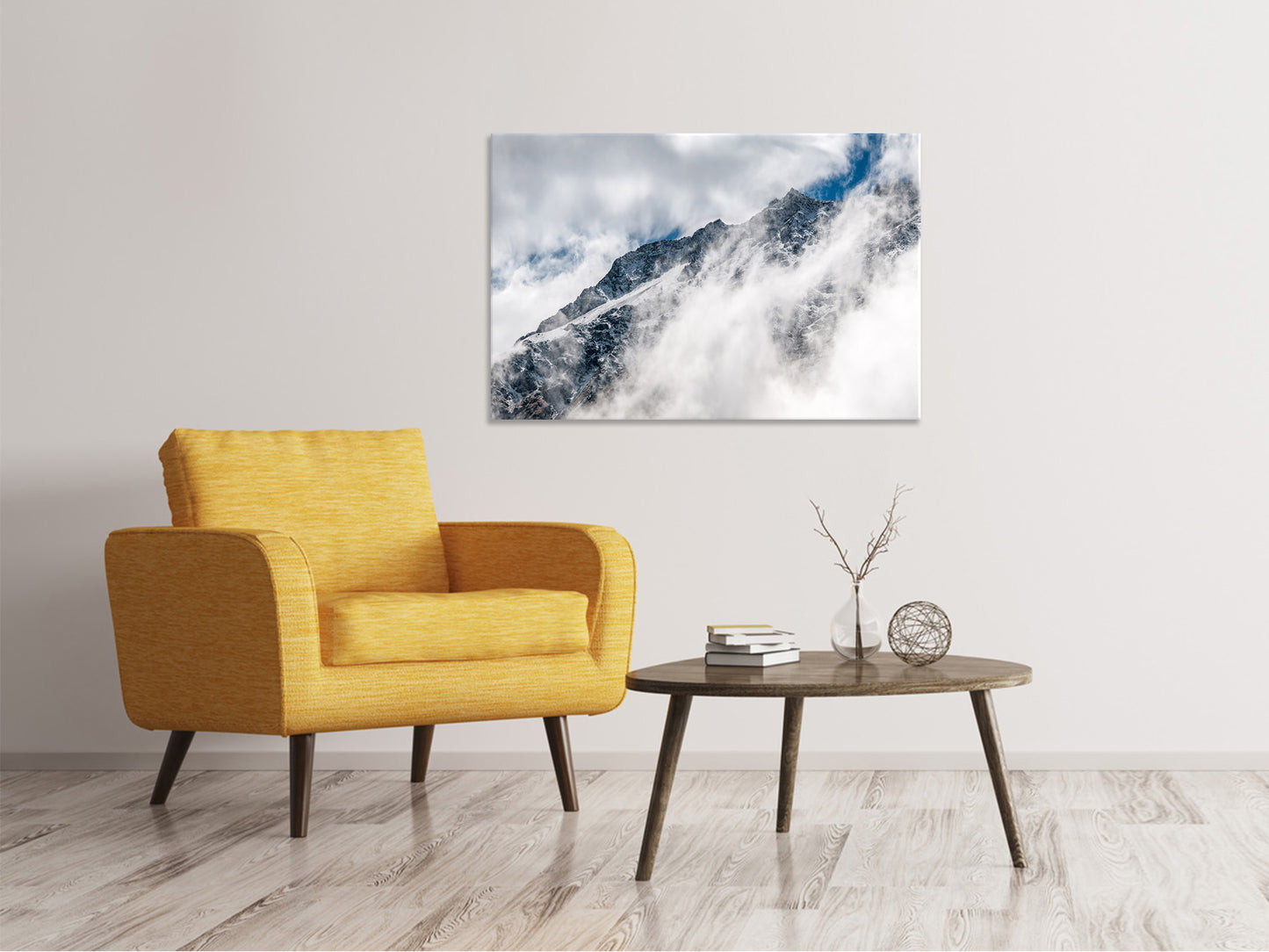 Leinwandbild Bergsicht mit Wolken