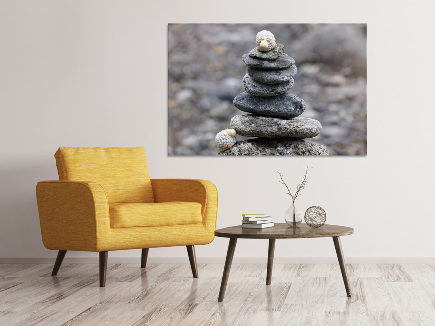 Leinwandbild Steinstapel Schaf
