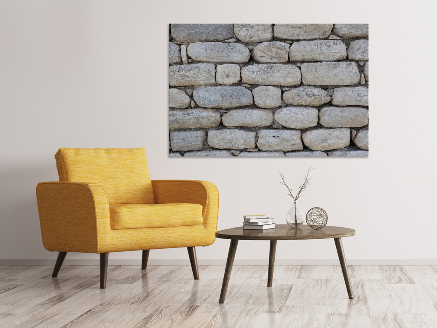 Leinwandbild Mauer aus Natur Steinen