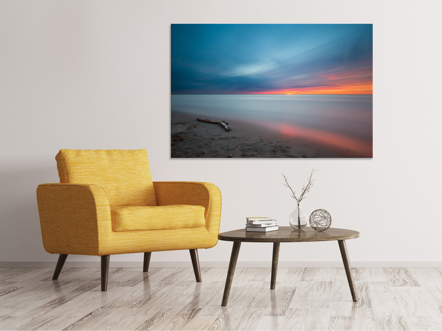 Leinwandbild Strand im Abendrot