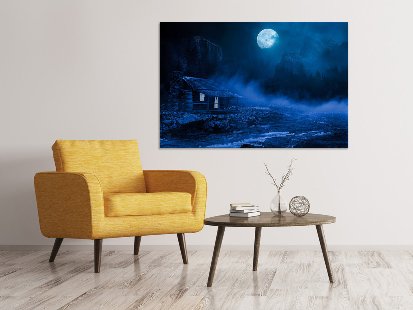 Leinwandbild Nachts im Wald
