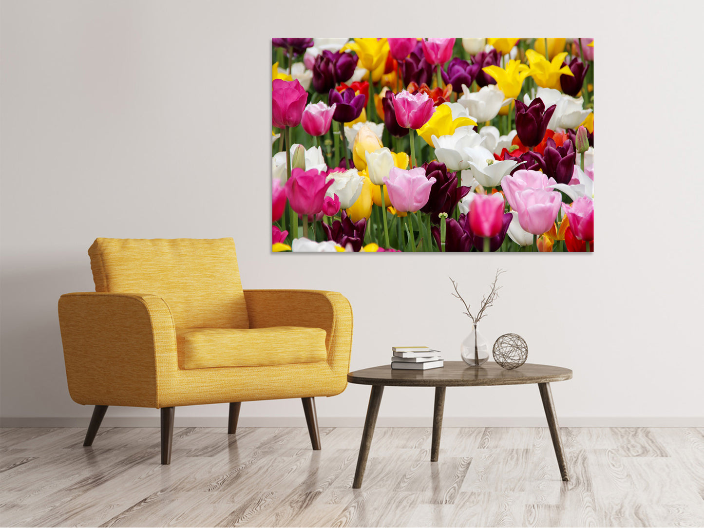 Leinwandbild Buntes Tulpenfeld