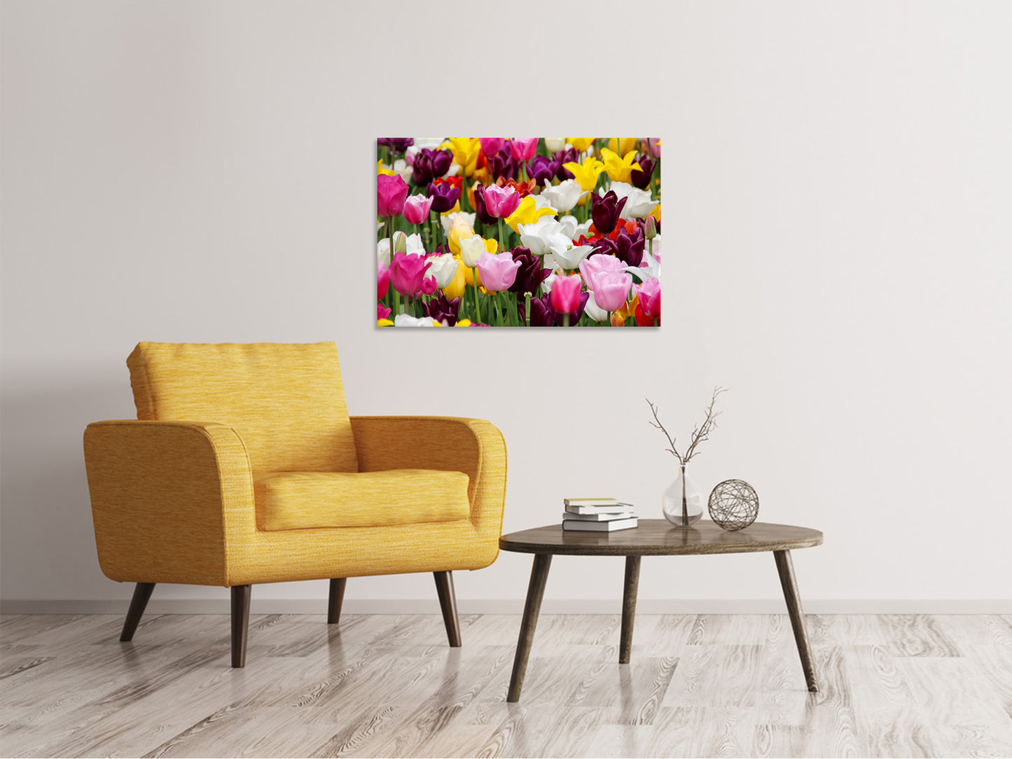 Leinwandbild Buntes Tulpenfeld