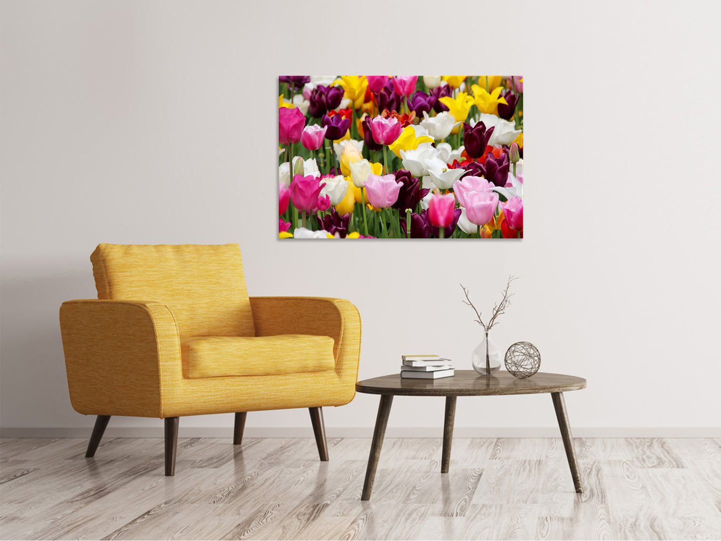 Leinwandbild Buntes Tulpenfeld