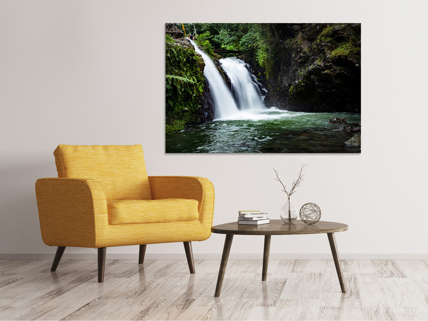 Leinwandbild Wasserfall im Abendlicht