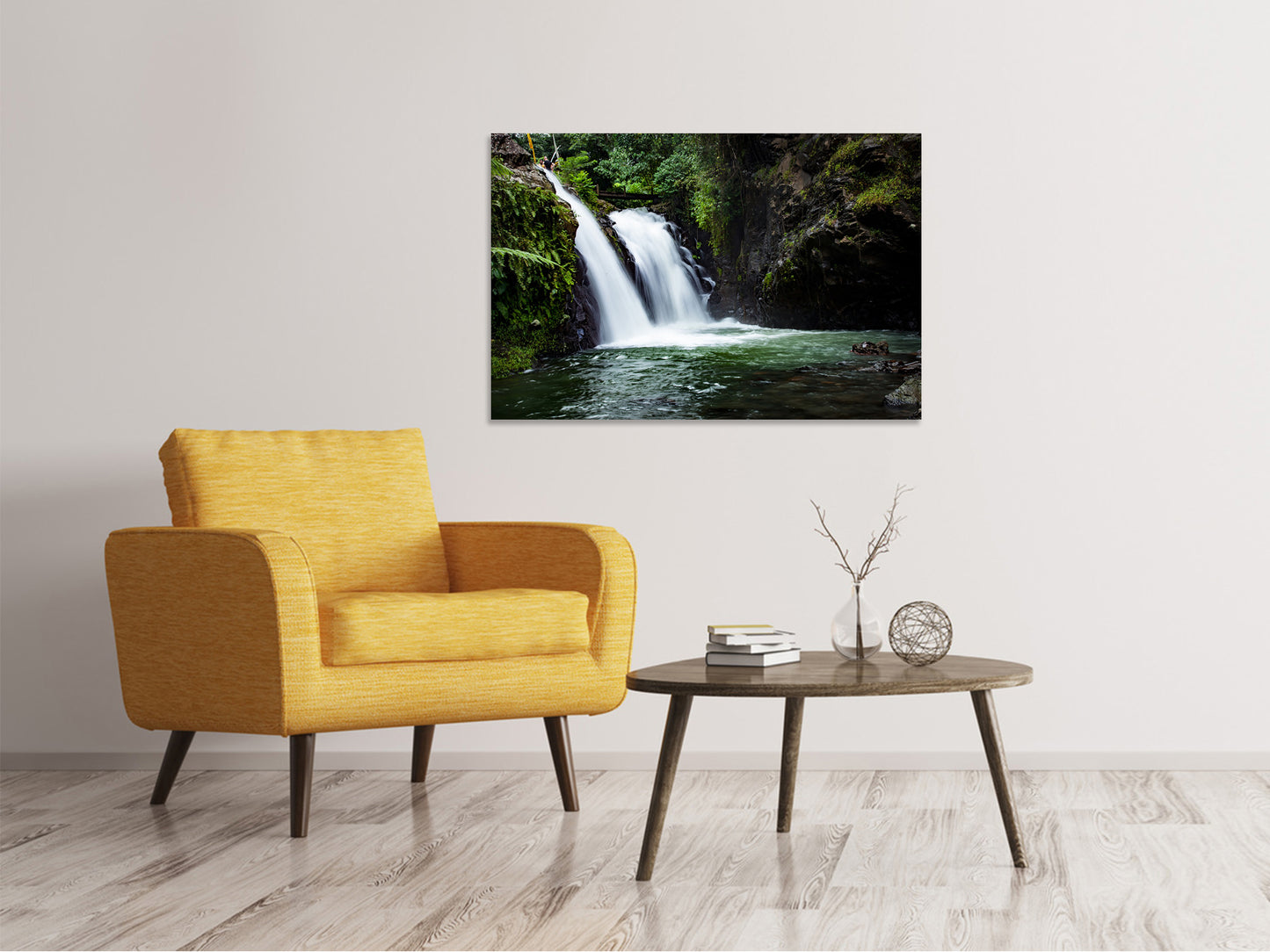 Leinwandbild Wasserfall im Abendlicht