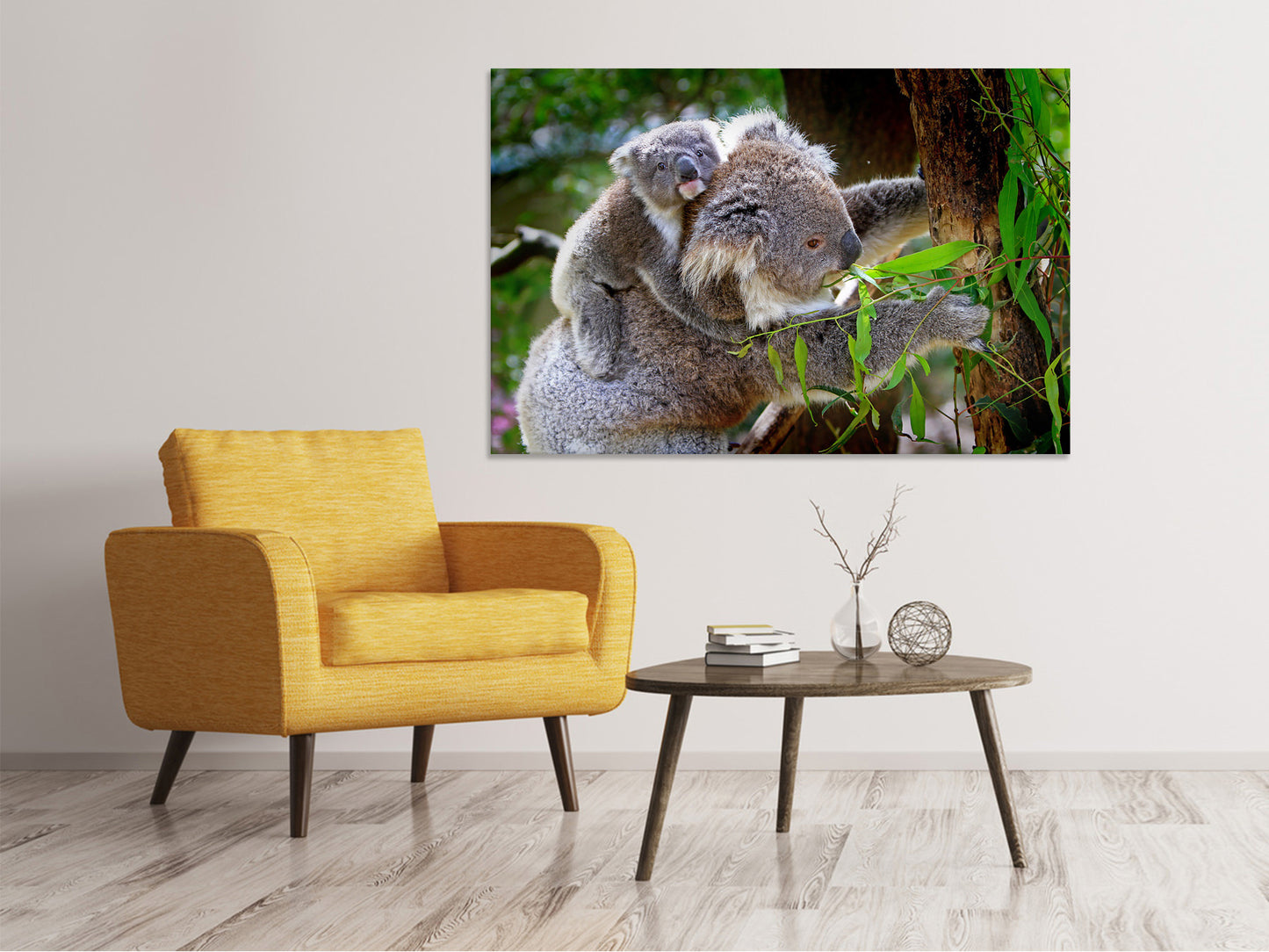 Leinwandbild Mama und Baby Koala