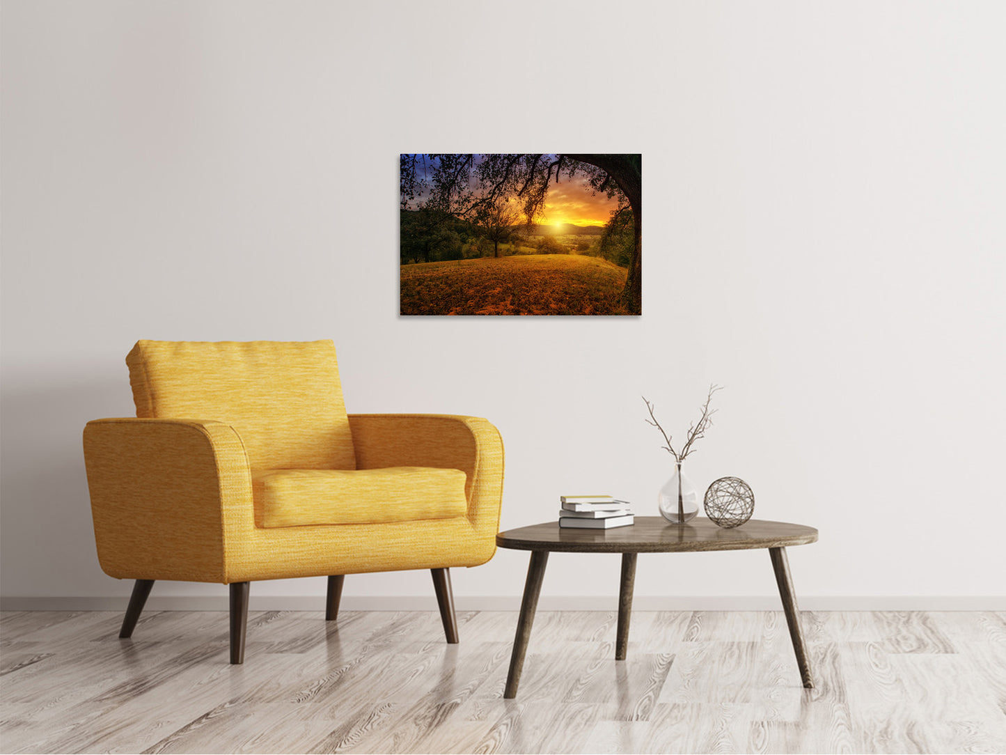 Leinwandbild Eine Landschaft im Sonnenuntergang