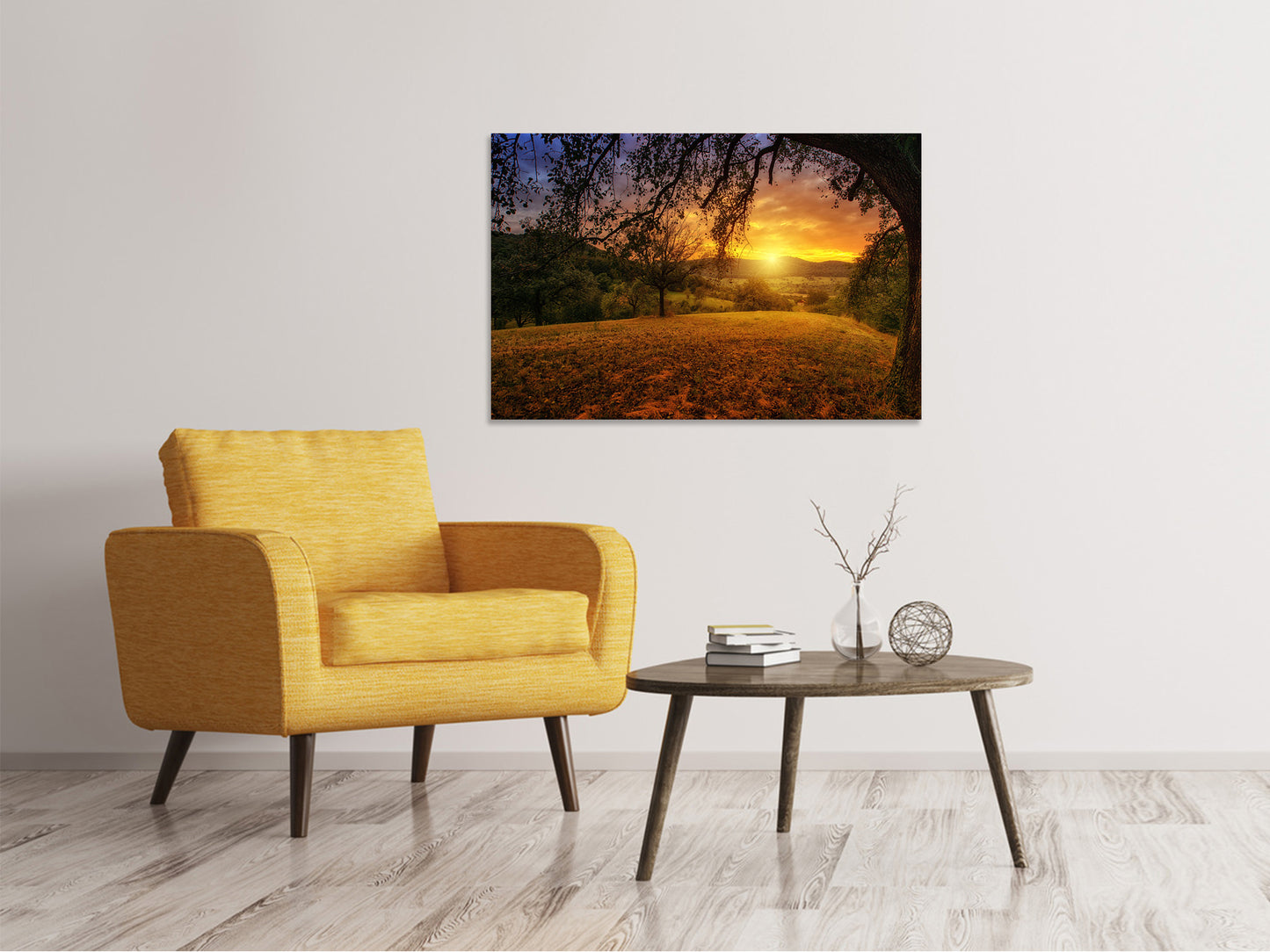 Leinwandbild Eine Landschaft im Sonnenuntergang