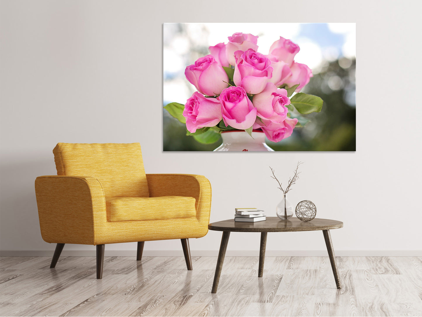 Leinwandbild Rosenstrauss in rosa