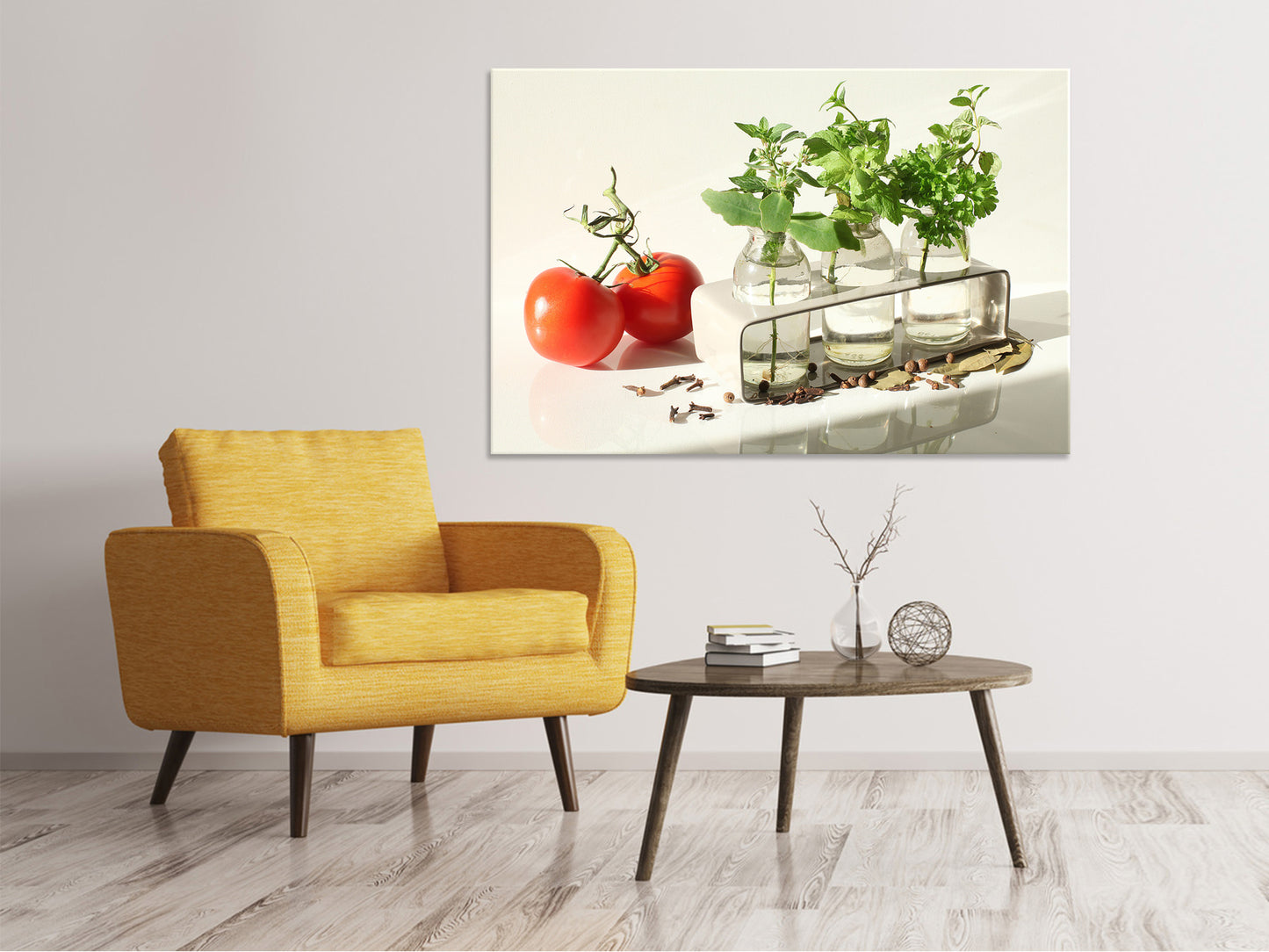 Leinwandbild Tomaten und Kräuter