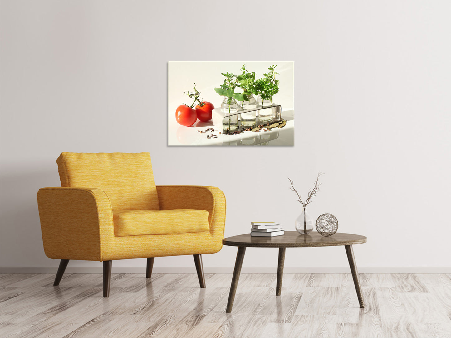 Leinwandbild Tomaten und Kräuter