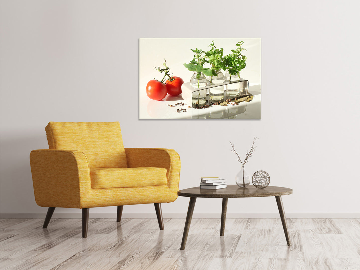 Leinwandbild Tomaten und Kräuter