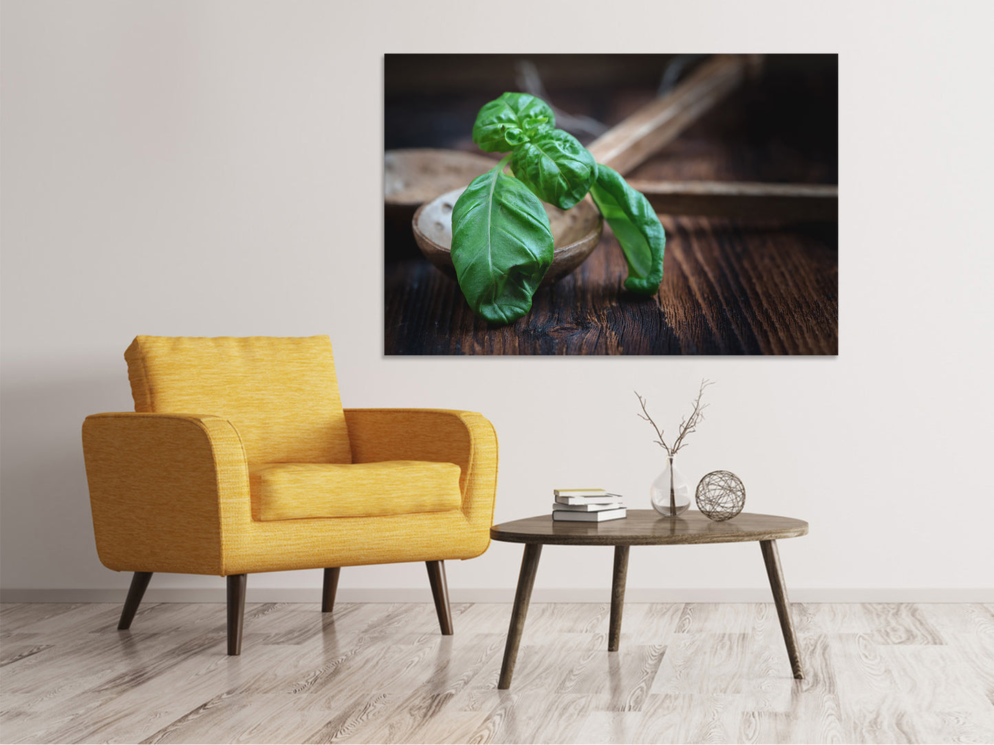 Leinwandbild Frischer Basilikum XL