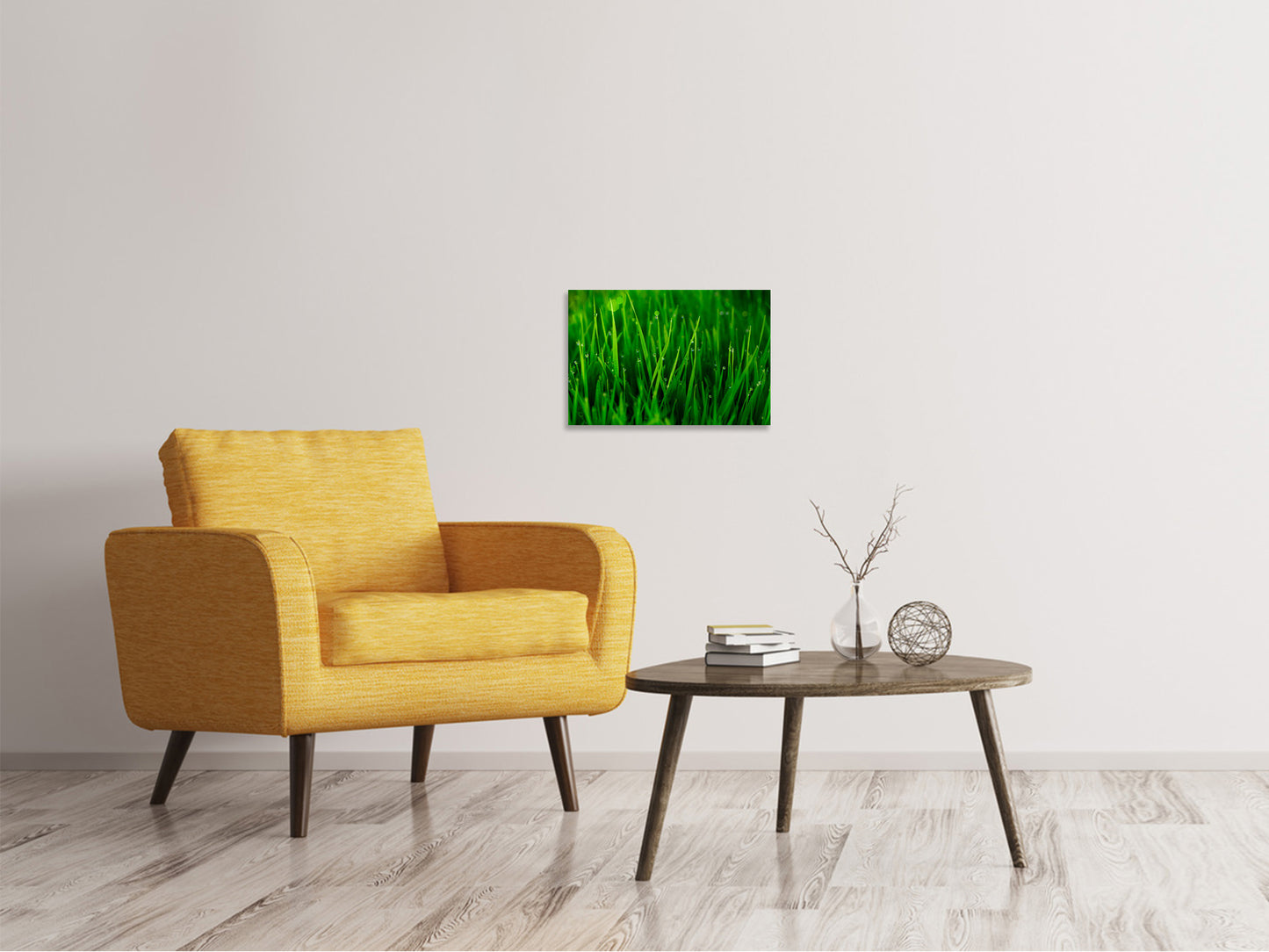 Leinwandbild Gras mit Morgentau