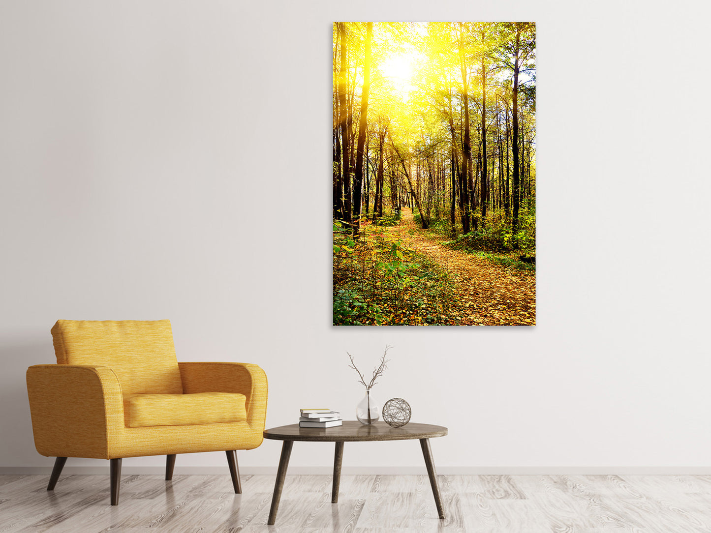 Leinwandbild Waldspaziergang in der Herbstsonne