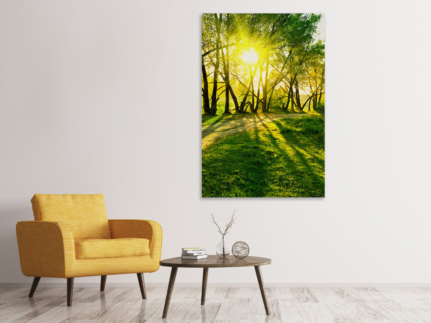 Leinwandbild Waldweg im Sonnenlicht