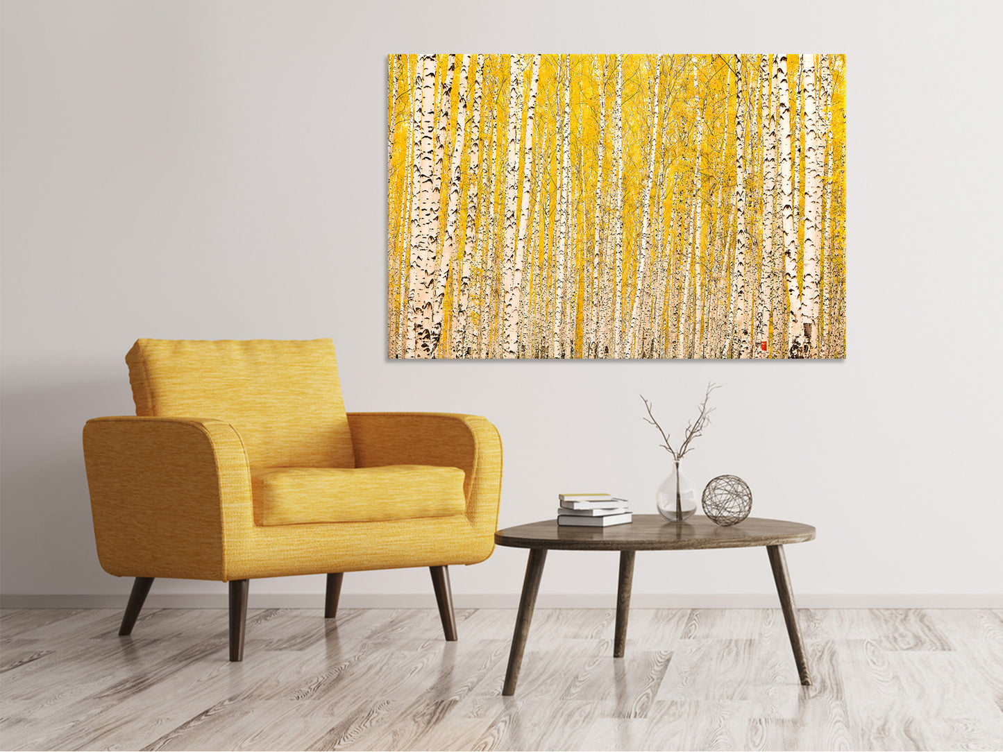 Leinwandbild Der Birkenwald im Herbst