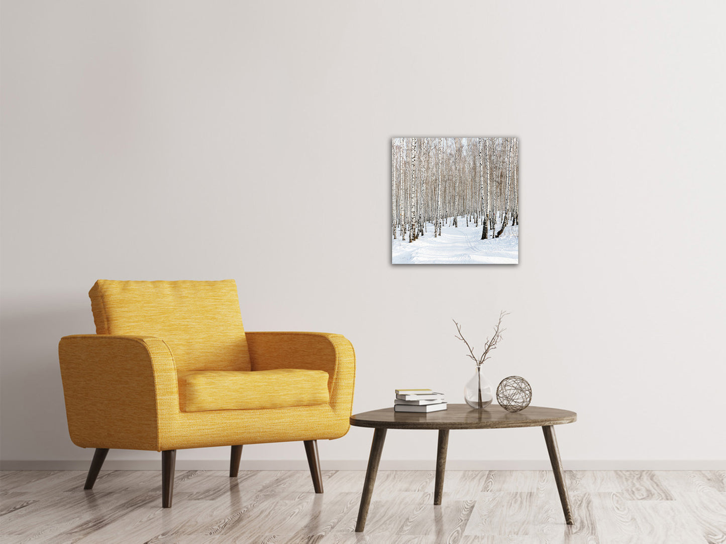 Leinwandbild Birkenwald-Spuren im Schnee