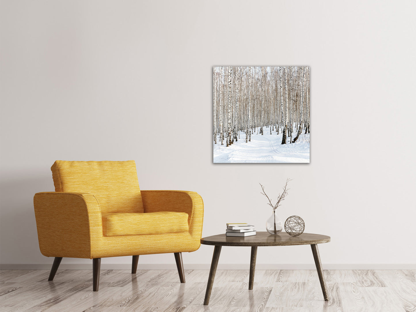Leinwandbild Birkenwald-Spuren im Schnee