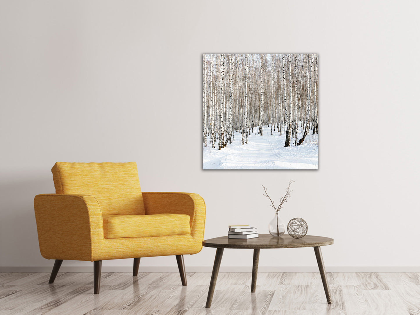 Leinwandbild Birkenwald-Spuren im Schnee